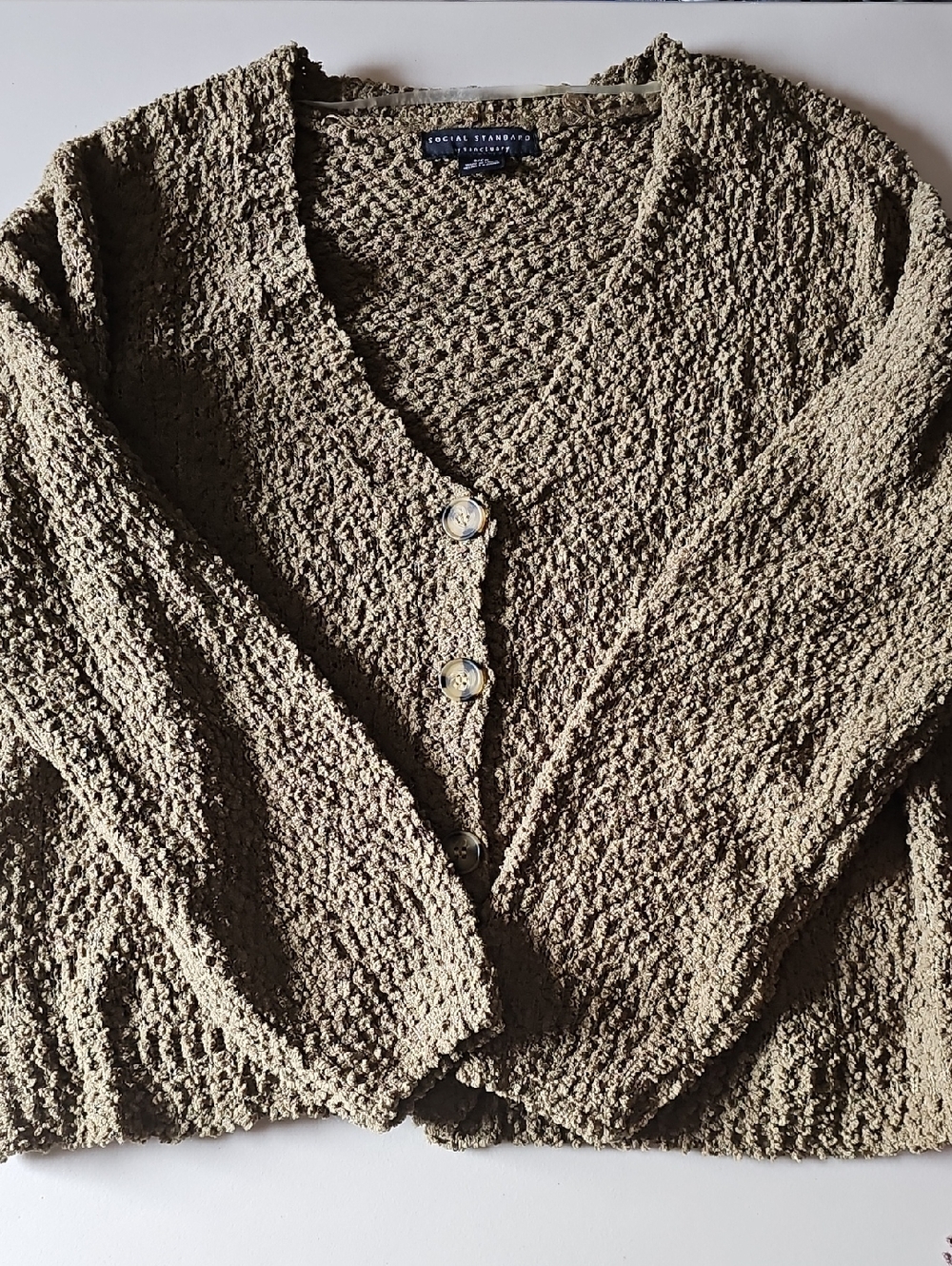 Sanctuary Light Chocolate Brown  Textured V-Neck Button Cardigan 5BIN B18